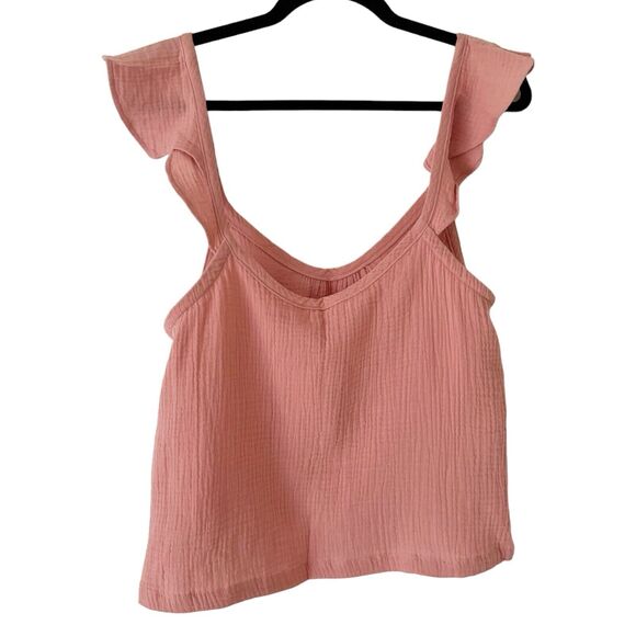NWT Marine Layer Jude Flutter Sleeve Crepe Knit Rosette Pink Tank Top Size XL - Picture 5 of 9